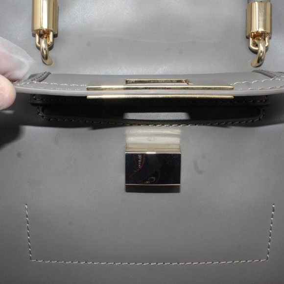 Sass & Bide Satchel Bag The Ember  Gray Pocketed Zippered Orange Strap Purse Lux - Picture 10 of 11